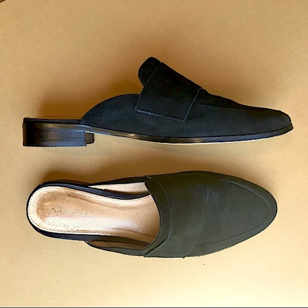 Halogen Black Suede Mules, Size 7M